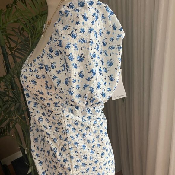 Stradivarius Mini Milkmaid Cottagecore Dress in Blue Floral NWT - Picture 3 of 7